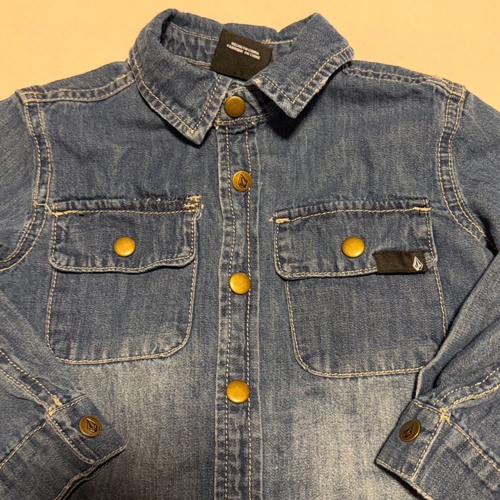 Volcom Kids Dark Blue Denim Shirt - Picture 3 of 6